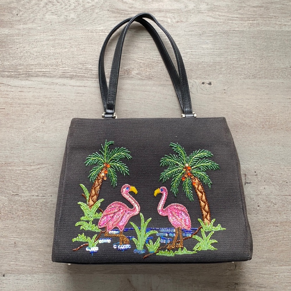 Vintage Beaded Flamingo Purse